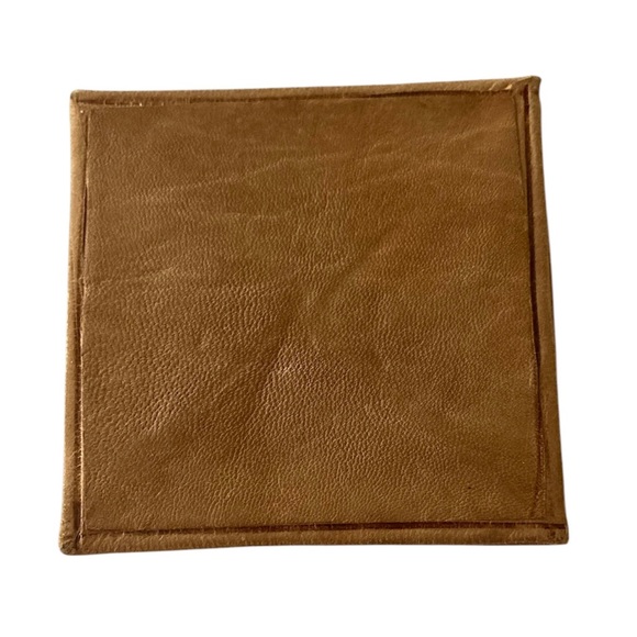 Vintage Italian Florentine Gold Embossed Brown Leather Square Folding Coin Pouch - Picture 2 of 4